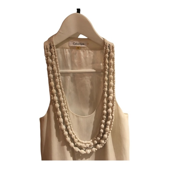 Calvin Klein White Dress Shirt Necklace  built in S - Picture 3 of 8